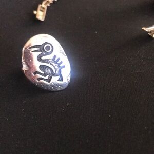 Silver-Tone Tribal Bird Statement Ring